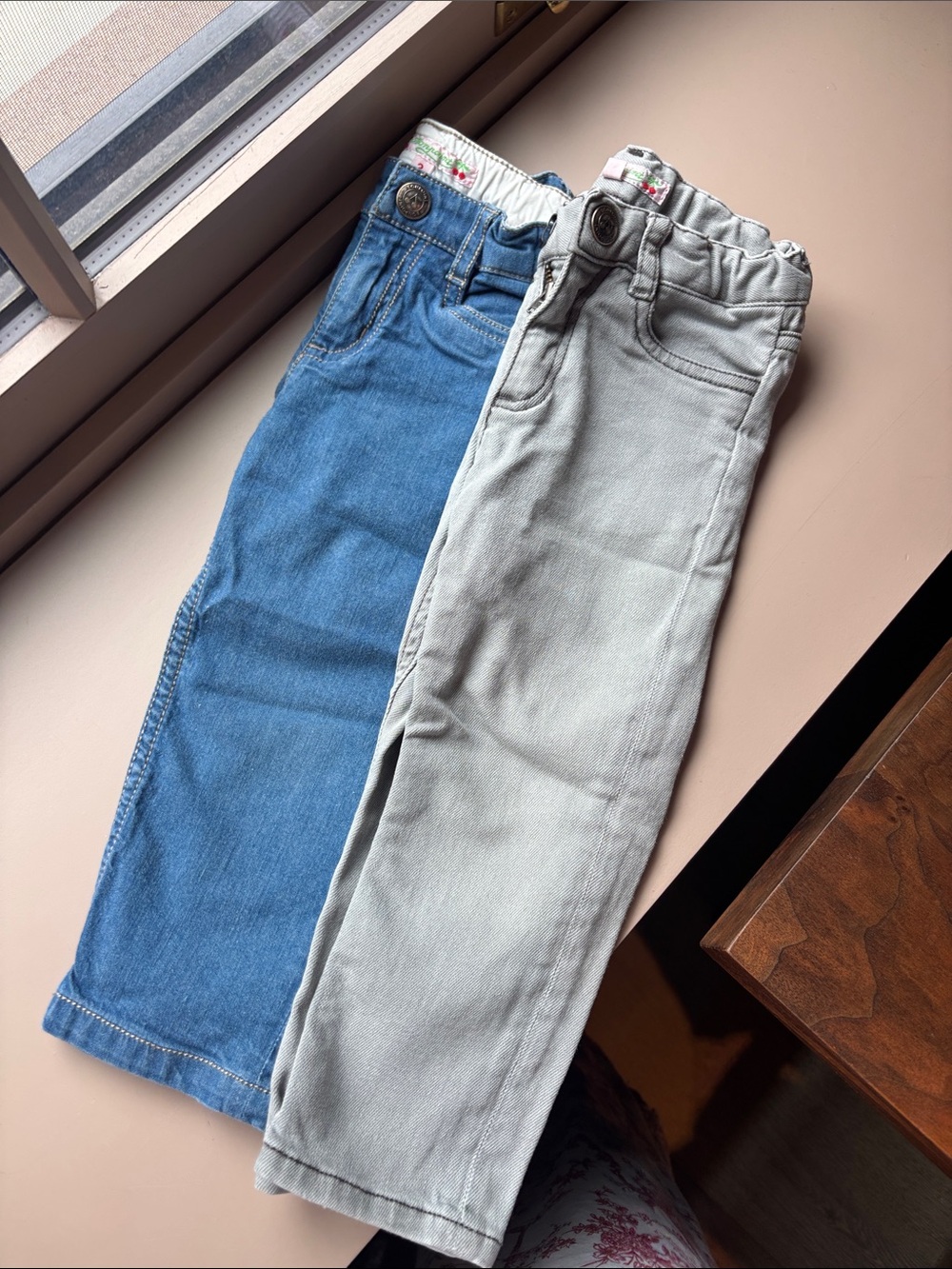 Bonpoint Jeans in Blue and Light Gray